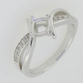 14K White Gold & Natural Diamond Semi Mount Ring Setting Cushion CU 5X5mm 4 Prongs Solitaire - Syzjewelry